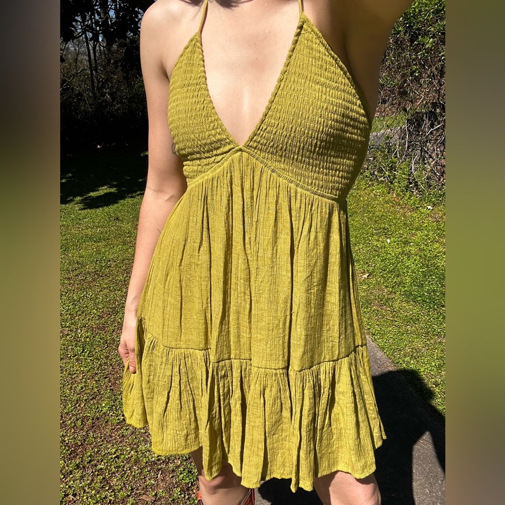 Chartreuse Halter Dress - Picture 2 of 9
